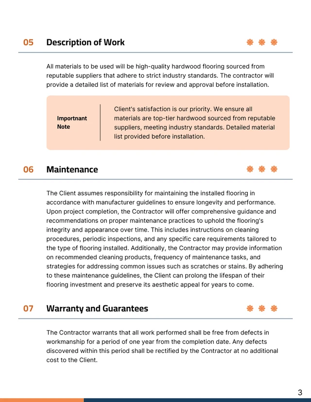 Flooring Installation Contract Template - page 3