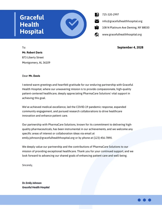 Simple Blue Hospital Letterhead Template