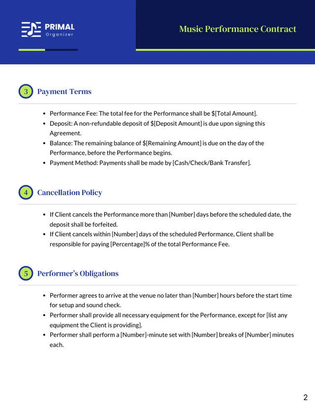 Music Performance Contract Template - Pagina 2