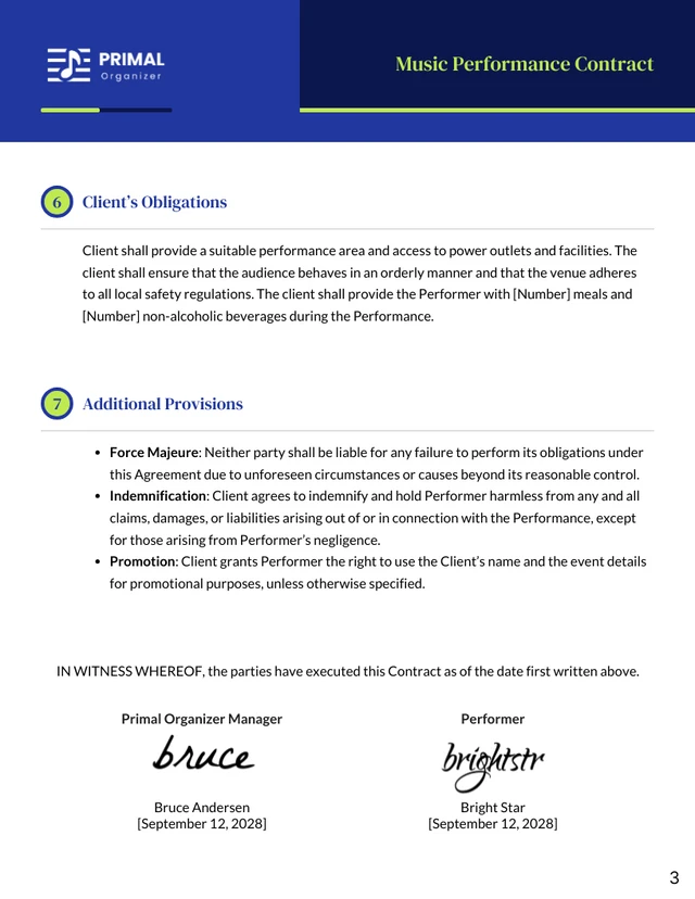 Music Performance Contract Template - page 3