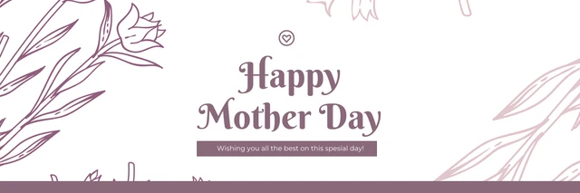 White And Purple Modern Aesthetic Happy Mothers Day Banner Template