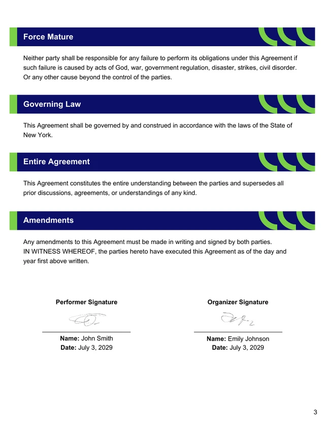 Live Performance Contract Template - page 3