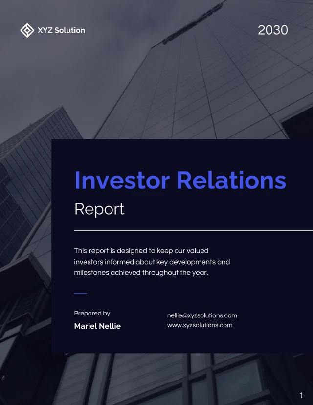 Investor Relations Report - Page 1