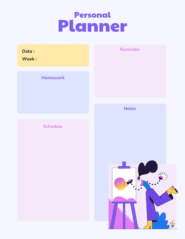 Modèle de planificateur personnel coloré