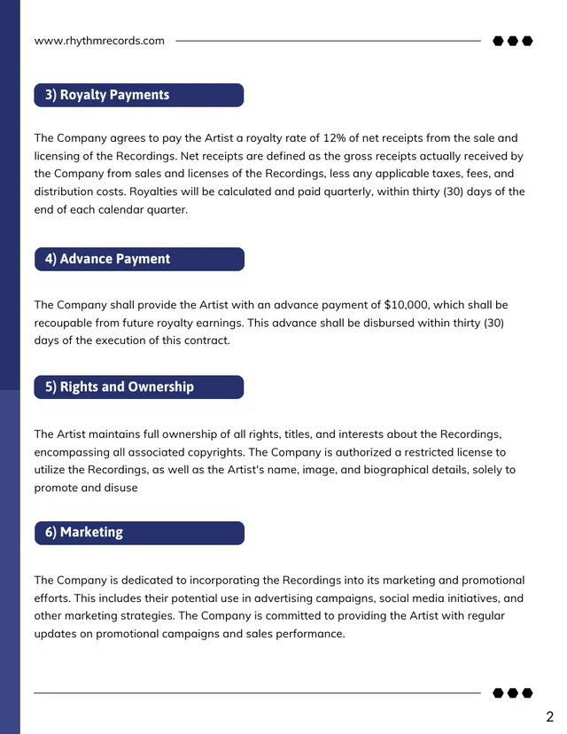 Music Royalty Contract Template - Seite 2