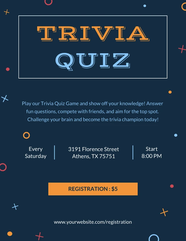 Dark Purple And Colorful Trivia Game Quiz Flyer Template