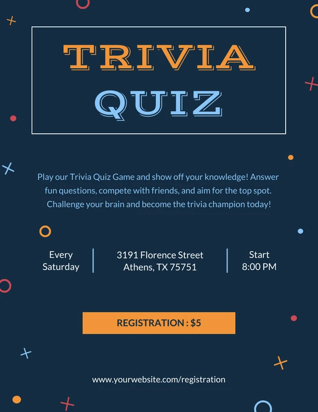 Púrpura oscuro y colorido Trivia Game Quiz Flyer Template