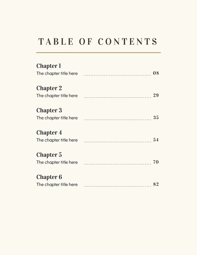 Simple Vintage Book Table of Contents Template