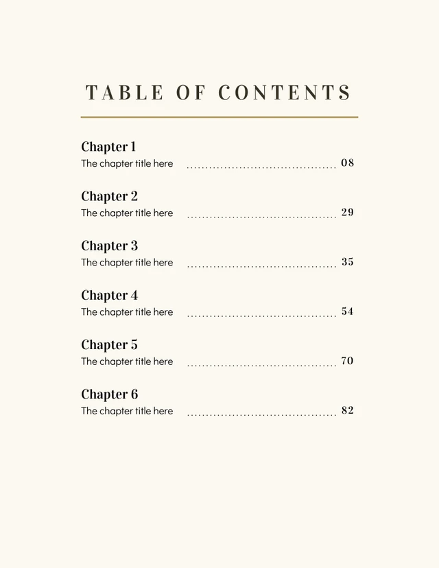 Simple Vintage Book Table of Contents - Venngage