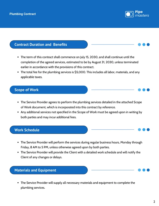 Plumbing Contract Template - Seite 2