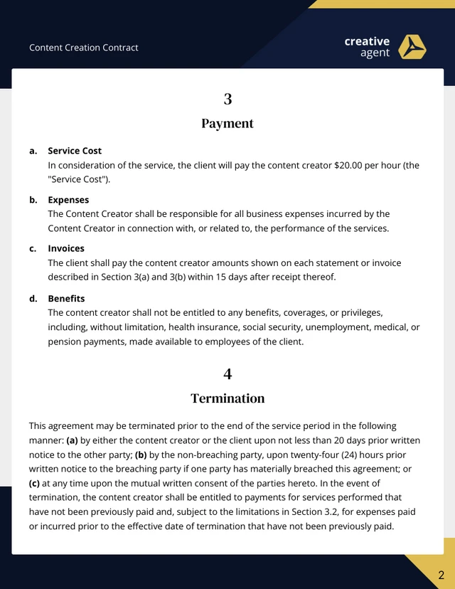 Content Creation Contract Template - Pagina 2