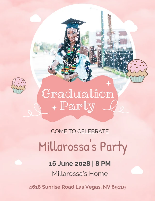 Pink Minimalist Graduation Party Invitation Template