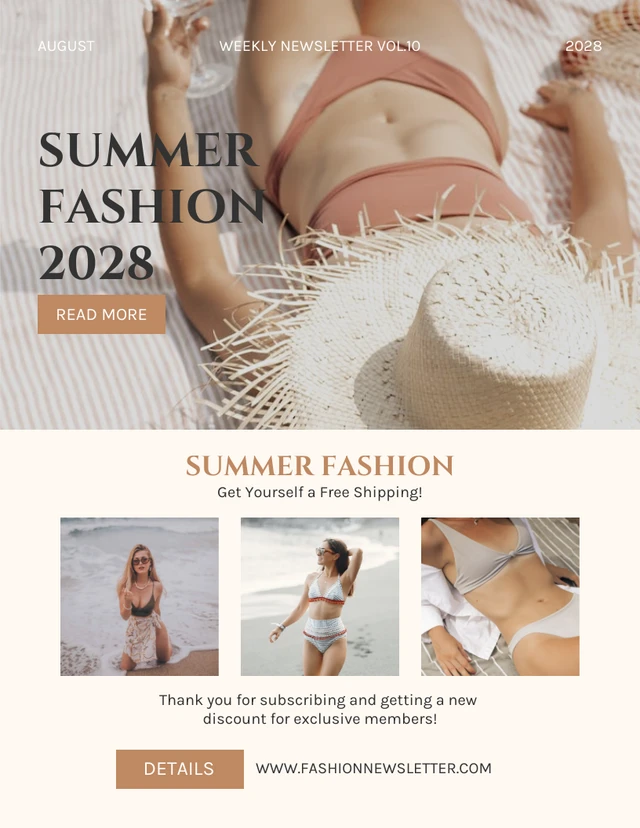 Beige Minimalist Aesthetic Summer Fashion Newsletter Template