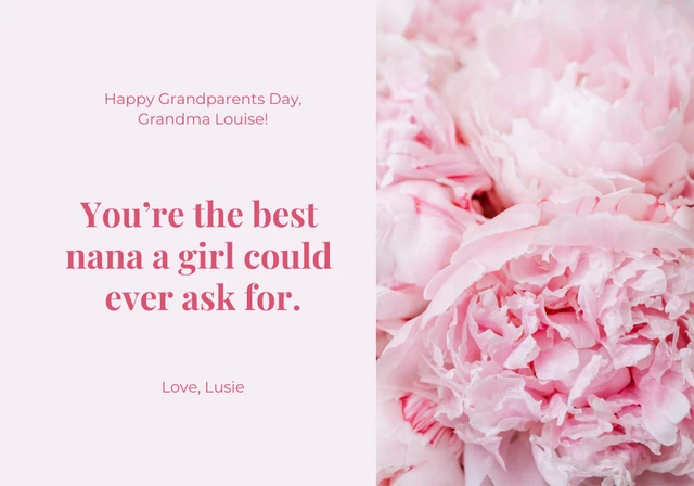 Light Pink Minimalist Photo Grandparents Day Card Template