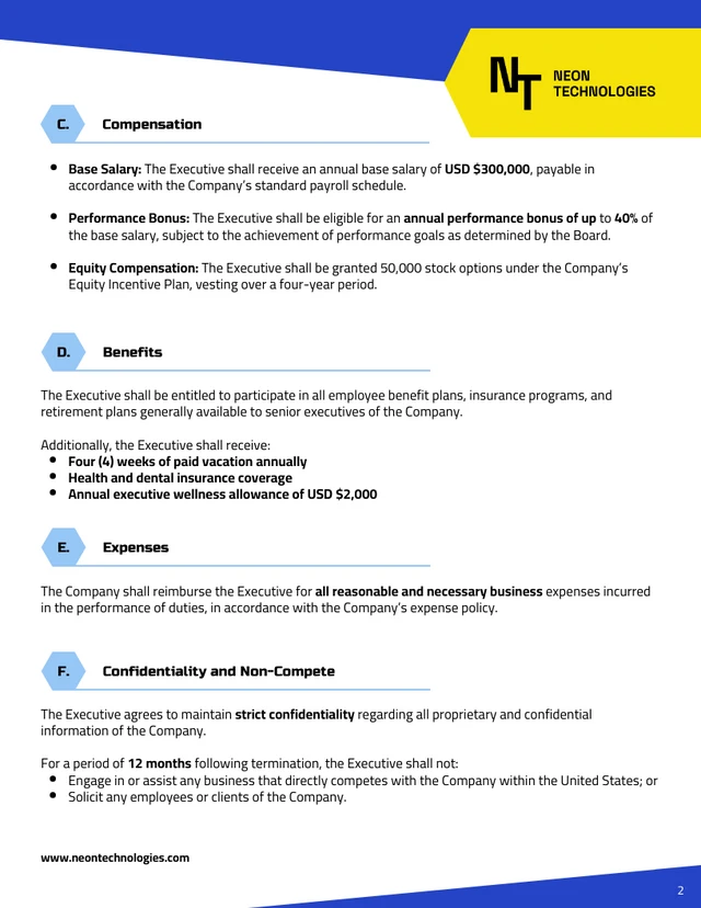 CEO Contract Template - Página 2