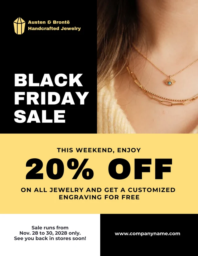 Black And Yellow Modern Luxury Black Friday Sale Poster Template