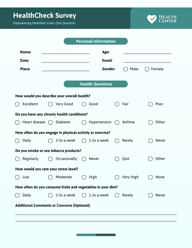Simple Emerald Green Survey Form Template