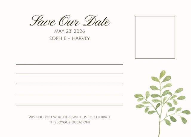 Cream Minimalist Wedding Save The Date Postcards - page 2