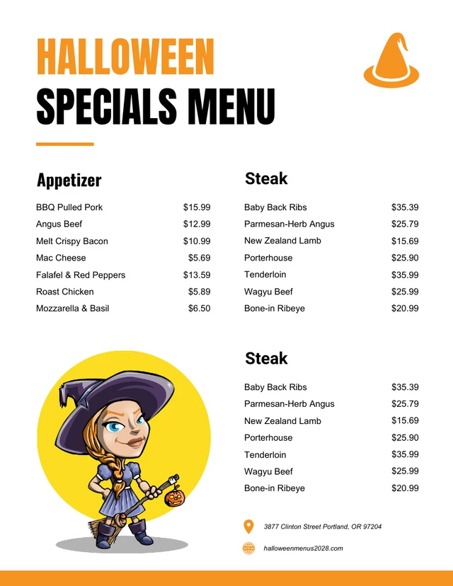 White Simple Illustration Halloween Special Menu Template