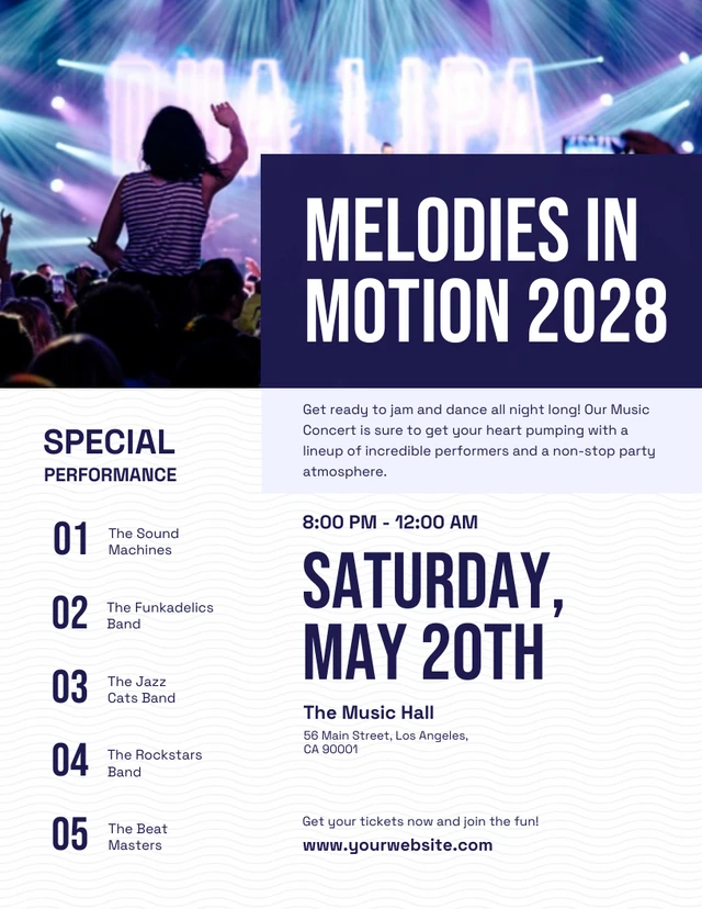 White and Dark Purple Music Concert Poster