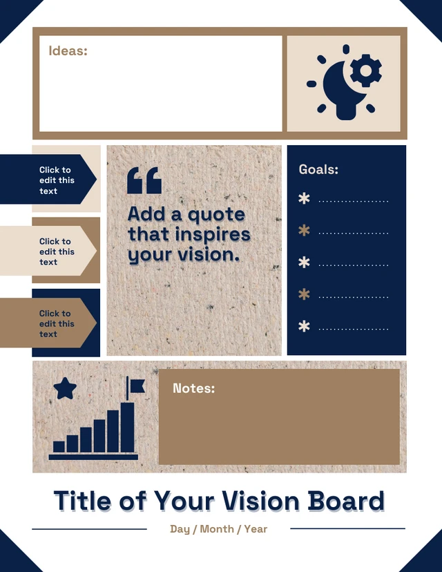 Blank Editable Online Vision Board template