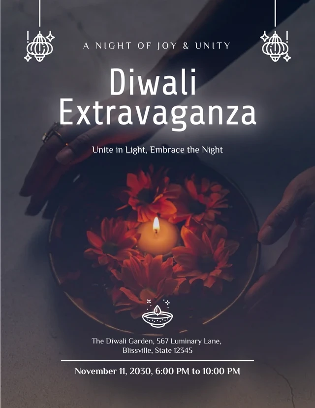 Dark Simple Photo Diwali Extravaganza Poster Template
