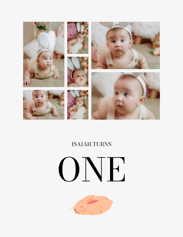Modèle de collage d'album de bébé blanc minimaliste