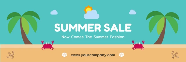 Illustration ludique bleu et beigeBeach Summer Sale Holiday Banner Template
