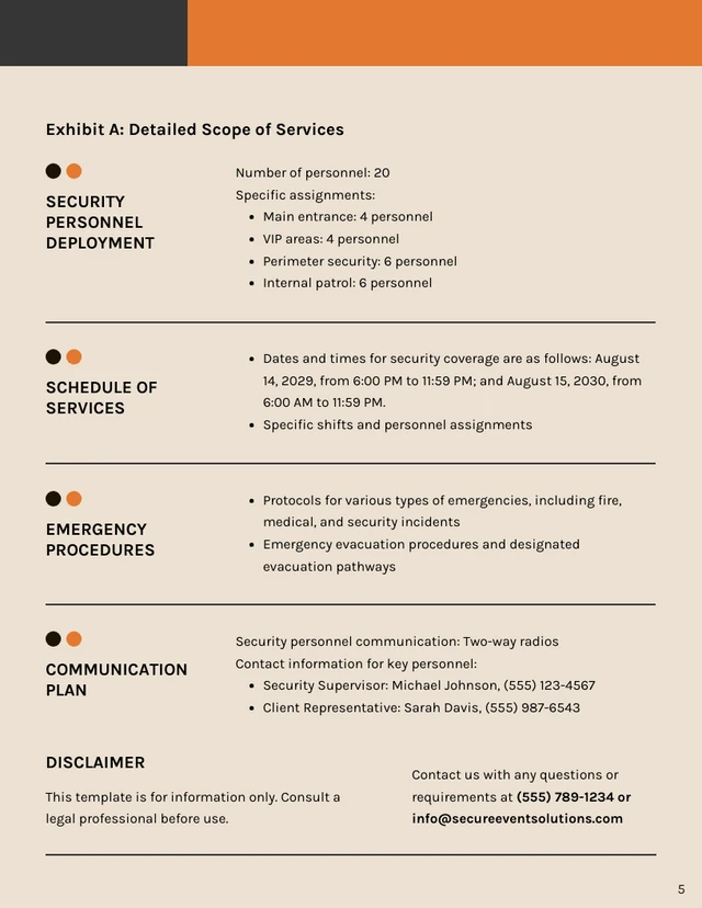 Event Security Contract Template - page 5