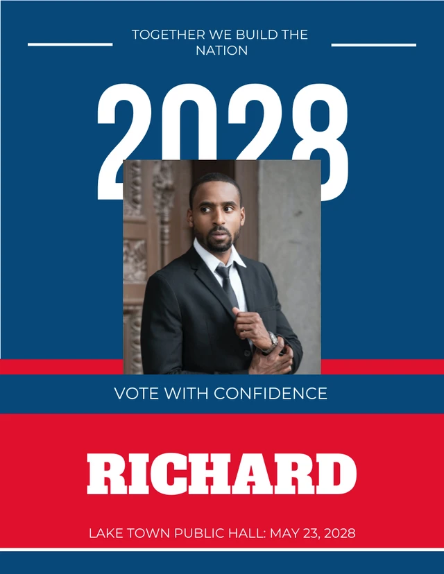 Blue & Red Election 2028 Flyer Template