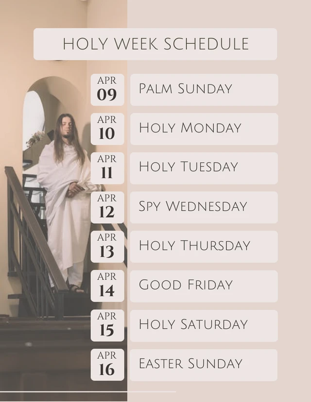 Simple Pastel Holy Week Schedule Poster Template