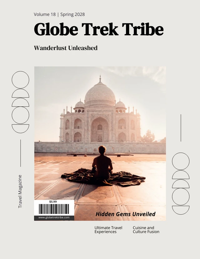 Light Simple Travel Magazine Cover Template