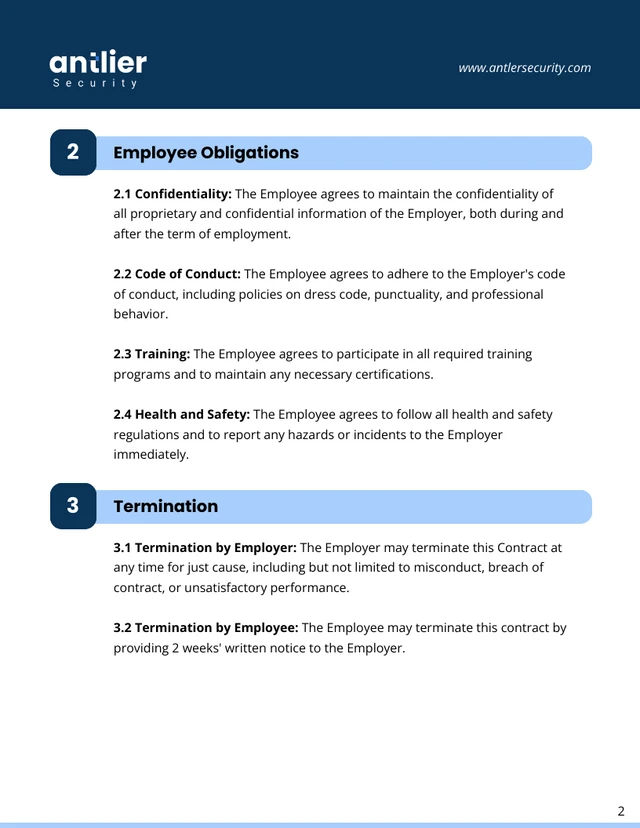 Security Contract Template - Seite 2