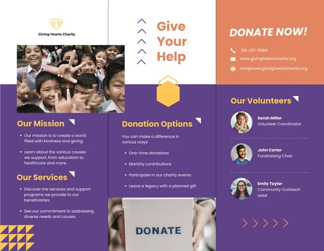 Purple and Yellow Charity Fundraising Tri-fold Brochure - Page 2
