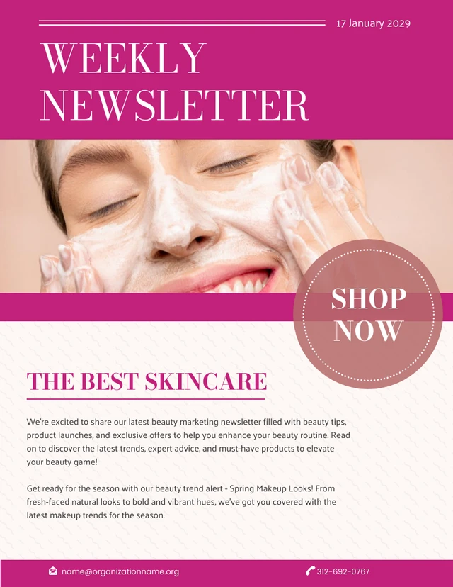 Pink Skincare Business Newsletter