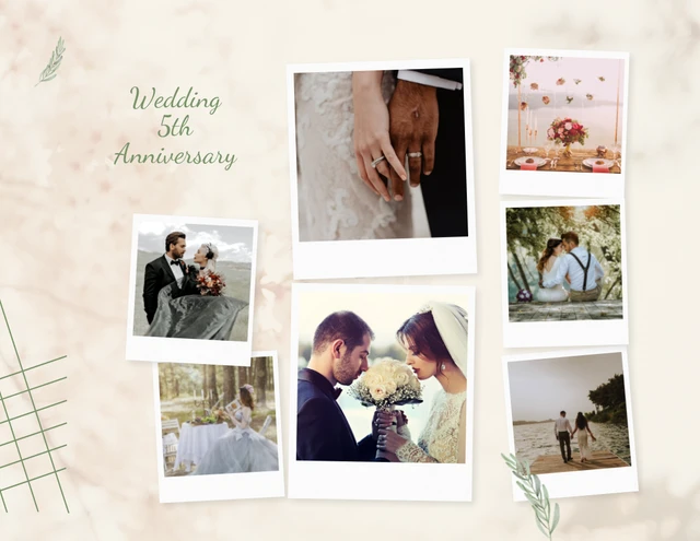Modèle de collage d'amour d'anniversaire de mariage minimaliste beige
