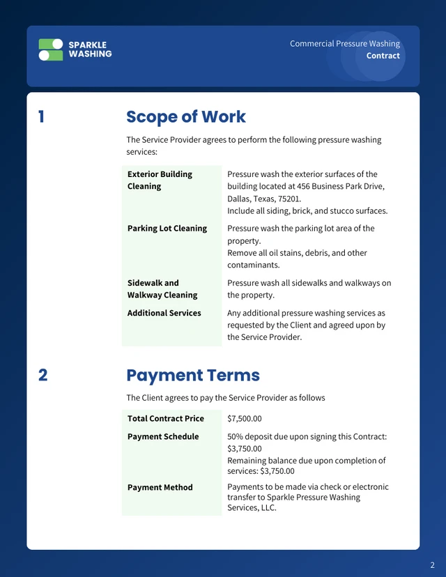 Commercial Pressure Washing Contract Template - Seite 2