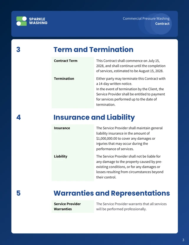 Commercial Pressure Washing Contract Template - صفحة 3