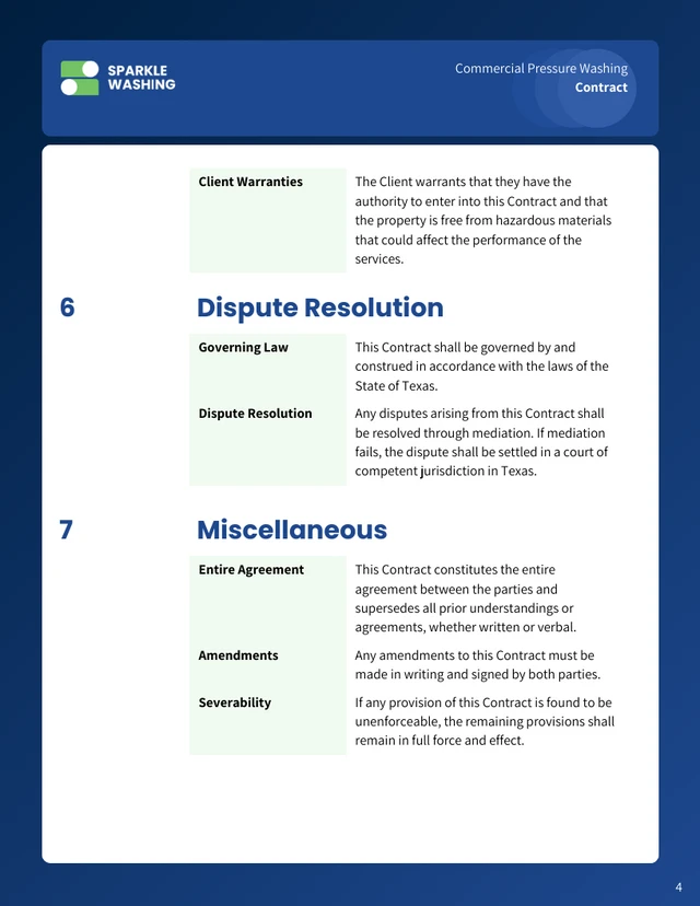 Commercial Pressure Washing Contract Template - Seite 4