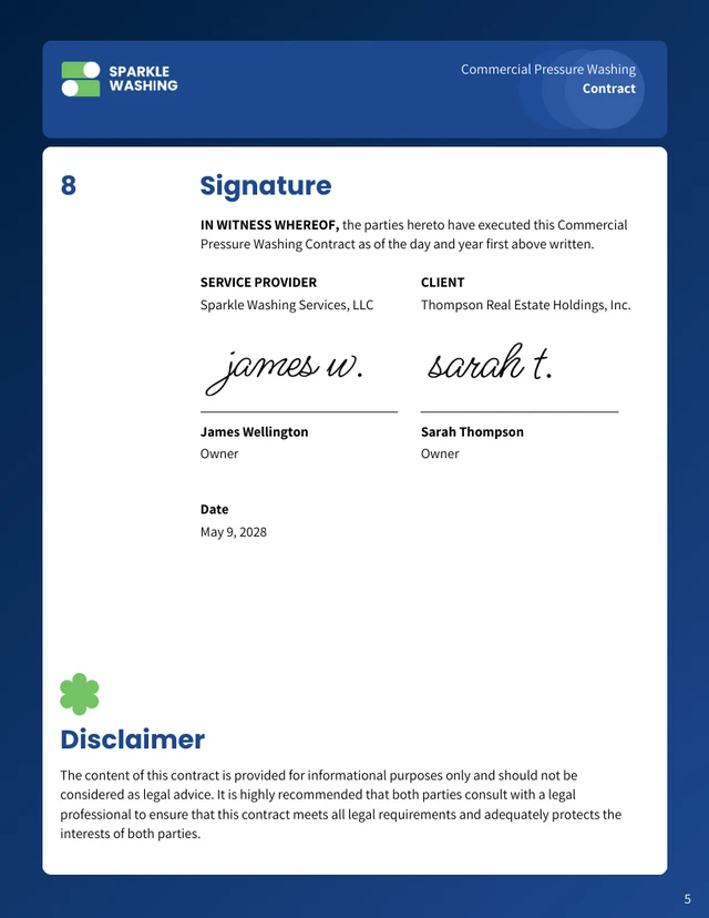 Commercial Pressure Washing Contract Template - Página 5