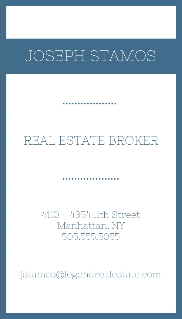 Minimal Blue Real Estate Business Card - Page 1