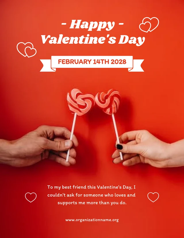 Rote einfache Foto-Happy-Valentine-Day-Plakatvorlage