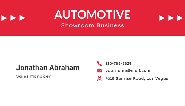 Red White Minimalist Automotive Showroom Business Card - page 2
