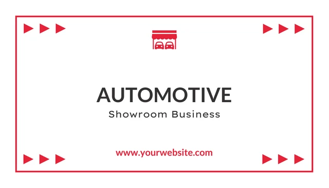 Red White Minimalist Automotive Showroom Business Card - Page 1