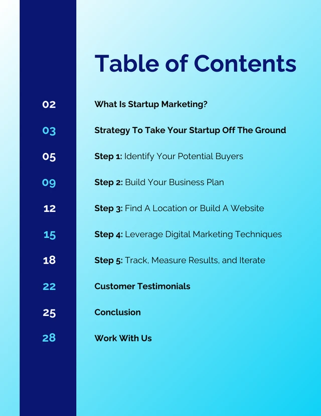Gradient Marketing White Paper Table of Contents Template