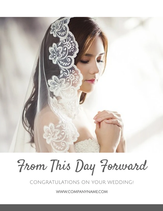 Modèle d'Affiche de mariage de félicitations photo simples blanc et gris foncé