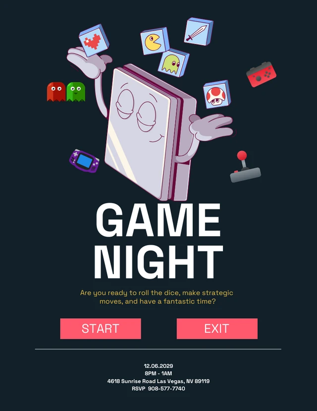 Dark Game Night Invitation Letter Template