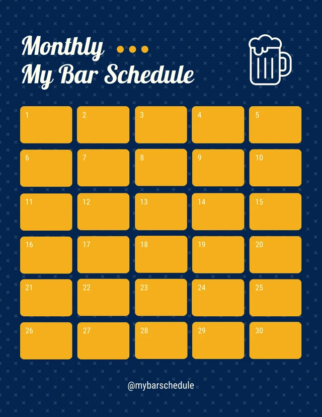 Navy Modern Pattern Bar Schedule Template