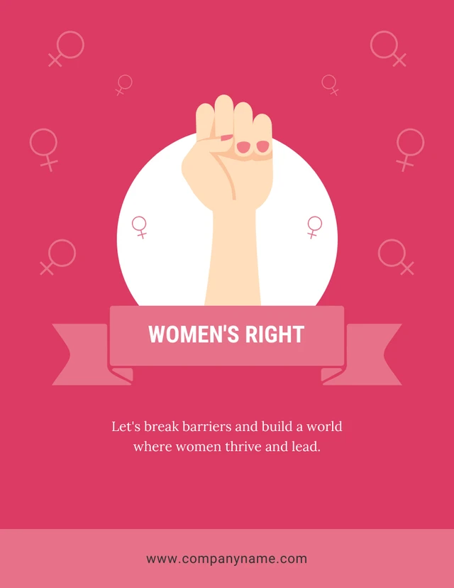Pink Empowerment Poster For Women's Rights Template