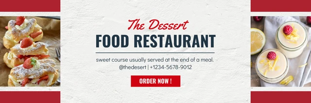 White And Red Minimalist Texture Food Dessert Banner Template